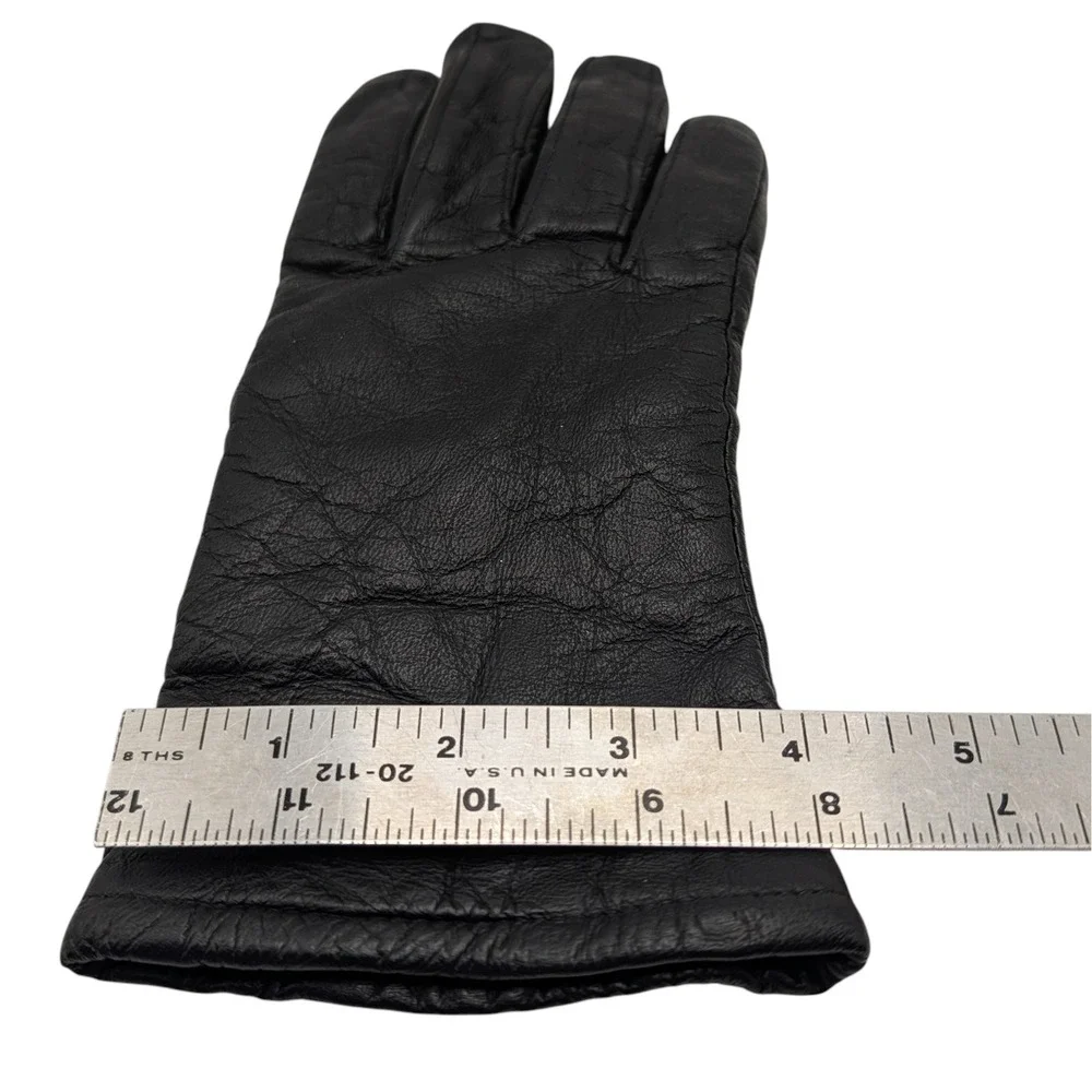 Samco Leather Winter Gloves Black Wool‎ Polyester Lining Womens Four Made in USA